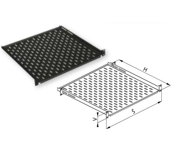 Полиця 1U, глибина 350мм. RAL9005 DP-PT-350
