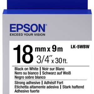 Картридж зі стрічкою Epson LK5WBW принтерів LW-400/LW-400VP/LW-600P/LW-700/LW-Z710/LW-900P/LW-1000P/LW-Z5000BE Strng adh Blk/Wht 18mm/9m