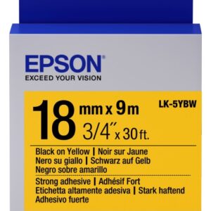 Картридж зі стрічкою Epson LK5YBW принтерів LW-400/LW-400VP/LW-600P/LW-700/LW-Z710/LW-900P/LW-1000P/LW-Z5000BE Strng adh Blk/Yell 18mm/9m