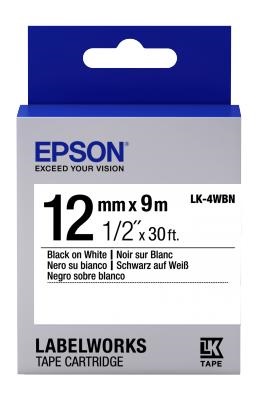 Картридж зі стрічкою Epson LK4WBN принтерів LW-300/LW-400/LW-400VP/LW-600P/LW-700/LW-Z710/LW-900P/LW-1000P/LW-Z5000BE Standard Black/White 12mm/9m