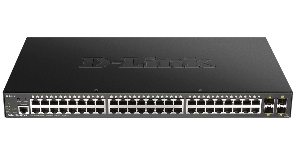 62e3a9f03f7af_dgs-1250-52xmp_front Комутатор D-Link DGS-1250-52XMP 48xGE PoE, 4xSFP+, 370W, Smart