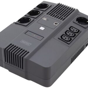 Джерело безперебійного живлення DIGITUS 600VA/360W, LED, RJ45, USB, 4xSchuko+3xC13