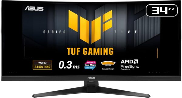 Монітор Asus 34" TUF Gaming VG34WQ5A 2xHDMI, 2xDP, 2xUSB, MM, VA, 3440x1440, 21:9, 200/400Hz, 0.5ms, DCI-P3 95%, CURVED, FreeSync, HDR400