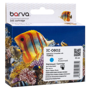 Картридж сумісний Epson T0802 (C13T08024010/C13T08024011) 935 арк, блакитний Barva (IC-0802)