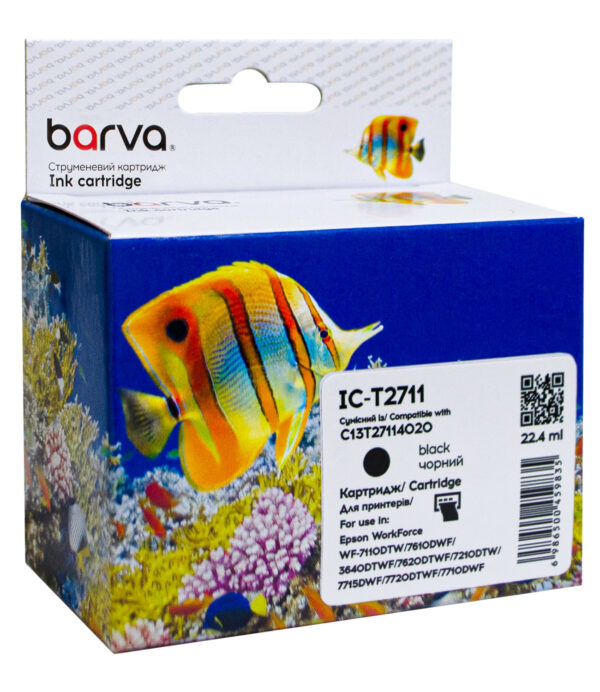 CI-BAR-EPS-T2711-B Картридж сумісний Epson 27XL/T2711 (C13T27114020) 1100 арк, чорний Barva (IC-T2711)
