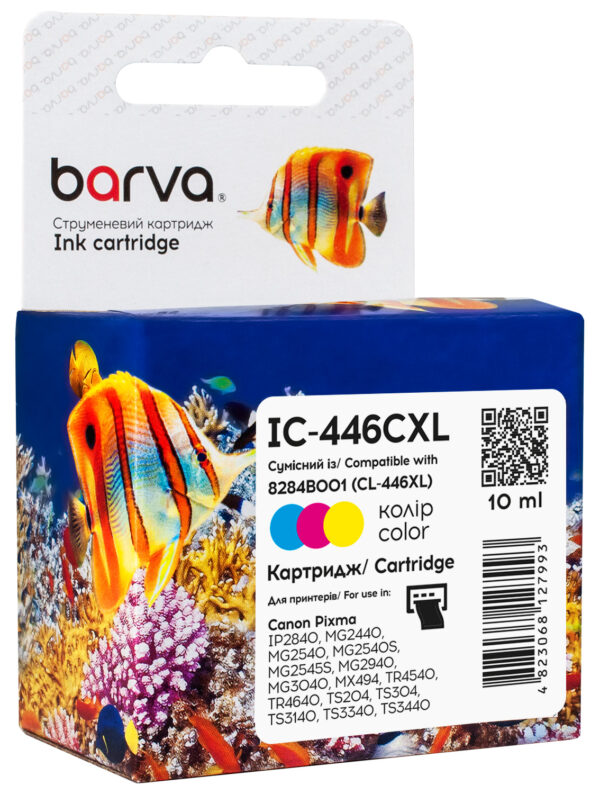 Doc-218825 Картридж струменевий Canon CL-446 XL (8284B001) 300 арк, триколірний Barva (IC-446CXL)