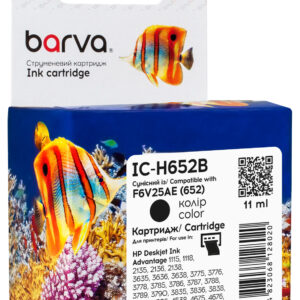 Картридж струменевий HP 652 (F6V25AE) 360 арк, чорний Barva (IC-H652B)
