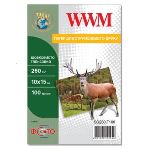 Фотопапір WWM  шовковисто-глянсовий 260г/м кв, 10см x 15см, 100 арк (SG260.F100)