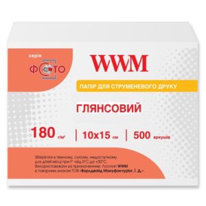 Фотопапір WWM глянсовий 180г/м кв, 10см x 15см, 500арк (G180.F500)