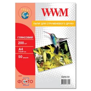 Фотопапір WWM  глянсовий 200г/м кв, A4, 50 арк (G200.50)