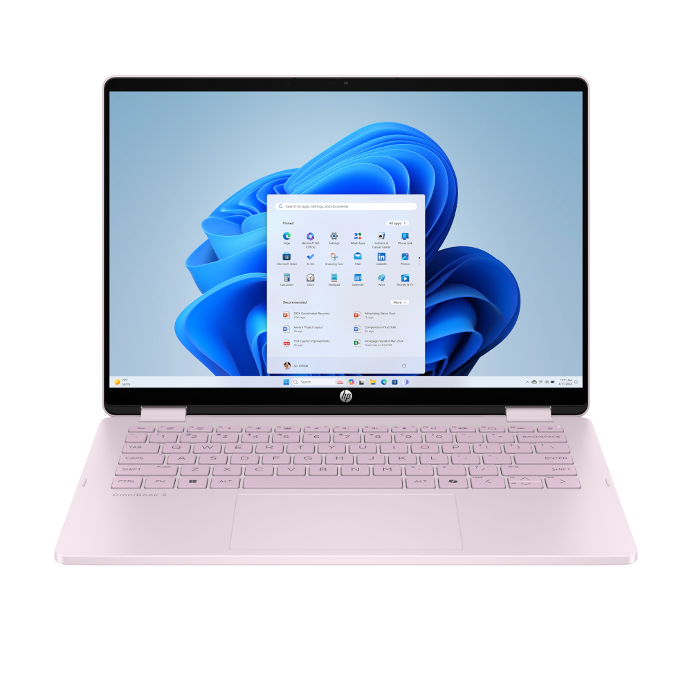 ноутбук 14_2KTI/C5-120U/16/512/Intel HD/DOS/BL/Pow der Pink HP OmniBook 5 Flip 14-fp0040ua