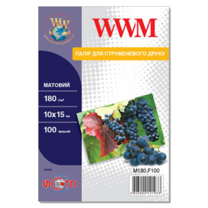 Фотопапір WWM  матовий 180г/м кв, 10см x 15см, 100 арк (M180.F100)