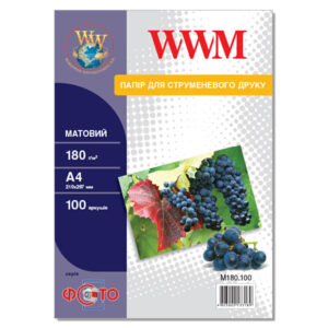 Фотопапір WWM матовий 180г/м кв, A4, 100 арк (M180.100)