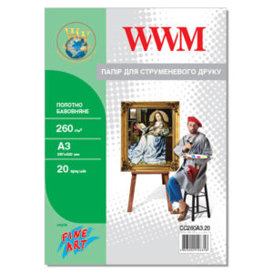 Полотно WWM натуральне бавовняне, 260г/м кв, A3, 20 арк (CC260A3.20)