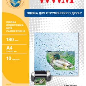 Плівка WWM водостійка біла самоклеюча 180мкм, A4, 10л (F180PP10)