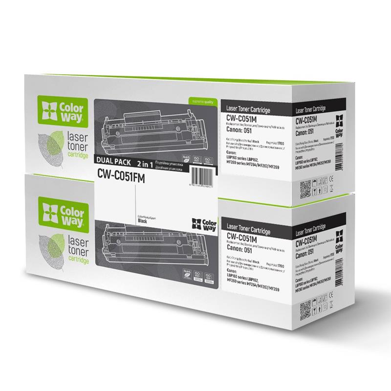 Картридж ColorWay (ColorWay-C051FM) Canon LBP162/MF269/MF267/MF264 Black (Canon 051) Dual Pack