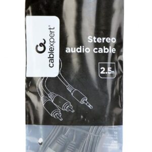 Аудіо-кабель Cablexpert 2хRCA - 3.5 мм (M/M), 2.5 м, чорний (CCA-352-2.5M)